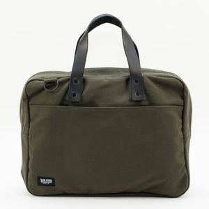 BLK Pine Workshop Seattle, WA Army Green Canvas and Black Leather Messenger Bag